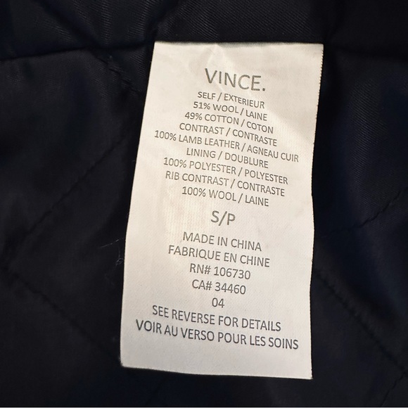 VINCE Black White Tweed Shawl Collar Asymmetric Zip Coat Ribbed Leather Size S - Picture 9 of 15